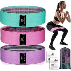 Fabric Resistance Bands Set 3 Level Booty Glute Workout Pilates Yoga Bands